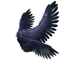 3D rendered illustration of fantasy purple wings isolated on transparent background

