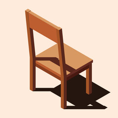 Isometric chair. Wooden chair. Isometric dining room furniture. Isometric furniture