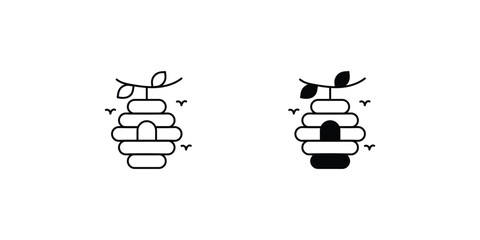 bee hive set icon with white background vector stock illustration