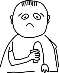 Sad Hand-Drawn Face Illustration