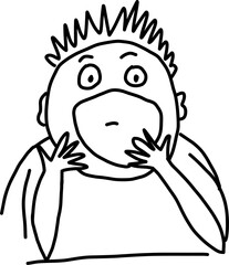 Obraz premium Scared Hand-Drawn Face Illustration
