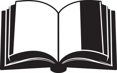 Open Book Silhouette in Black | Flat Reading Icon Illustration