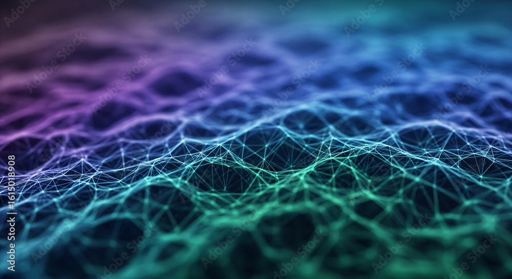 Poster abstract network connection background with glowing lines and points. digital data technology and bl