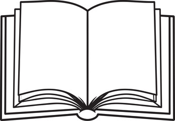 Open Book Silhouette in Black | Flat Reading Icon Illustration