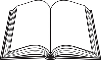 Open Book Silhouette in Black | Flat Reading Icon Illustration