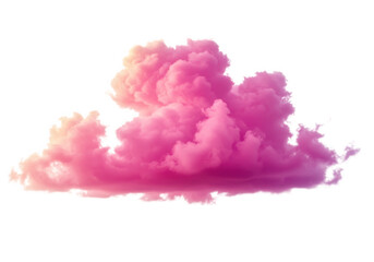 Fototapeta premium Fluffy pink cloud formation, dreamy sky isolated on transparent background
