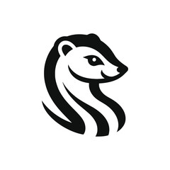 Naklejka premium Minimalist Weasel Logo in Monochrome