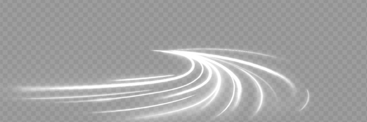 Light trail wave, fire path trace line and effect curve twirl. Neon motion effect. White special effect,speed police line. Road Magic of moving