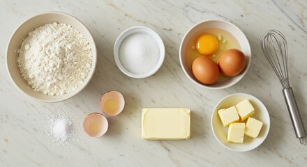 Baking Ingredients Ready for Homemade Dessert Preparation