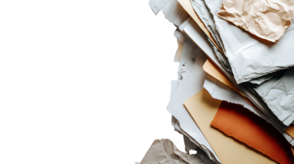 Crumpled Wrinkled Paper Border Frame with Transparent Background