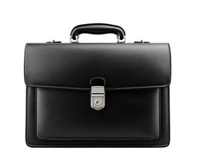 Black leather briefcase, front view (1)