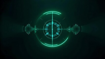 Dynamic futuristic radar screen with neon glow for technology and gaming visuals - Powered by Adobe