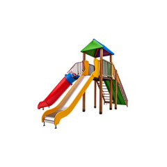 3D illustration of a blue water slide on a white background