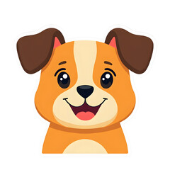 Obraz premium A cute cartoon dog face with big eyes and a smile isolated on transparent background