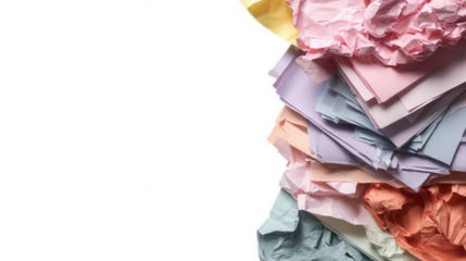 Crumpled Wrinkled Paper Border Frame with Transparent Background