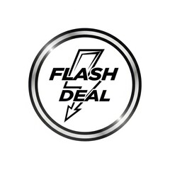 Circular flash deal badge with lightning bolt emblem for promotions