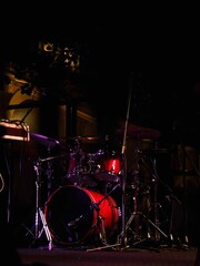 Illuminated Drum Set Ready for Live Music Performance