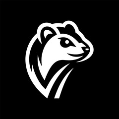 Clean Black White Weasel Emblem