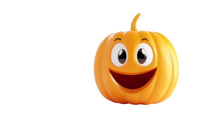 • A cute Halloween pumpkin with a smiling face, isolated on white background in HD 
