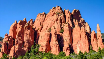 Fototapeta premium Red rock formations against a clear blue sky
