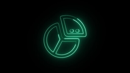 Pie Chart Animation with Glowing Lines on Black Background