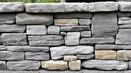 Obraz premium Stacked Stone Wall Background with Natural Textures, Ideal for Creative Poster and Design Elements, Earthy and Organic Aesthetics
