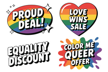 LGBTQ+ Pride Sale Badges: Rainbow Designs for Marketing Campaigns