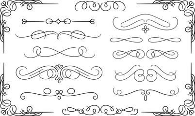Obraz premium Collection of Black Ornate Flourishes and Dividers