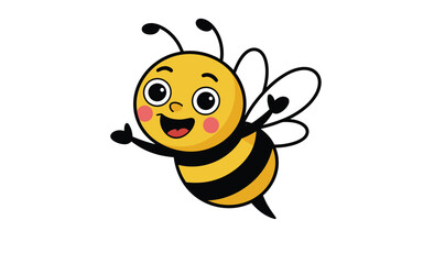 Obraz premium Happy Cartoon Bee Flying with Thumbs Up insect cute