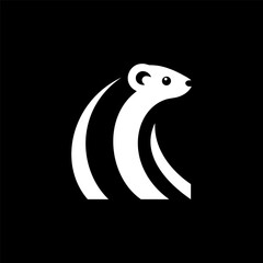 Iconic Weasel Symbol in Monochrome