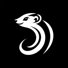 Sleek Weasel Emblem in Monochrome