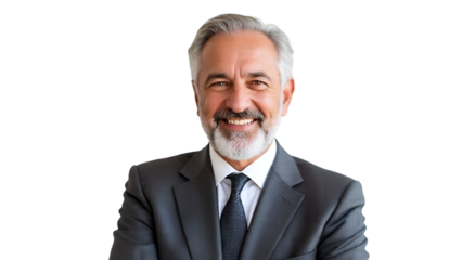 Confident Middle-Aged Businessman Smiling with Arms Crossed Isolated on White