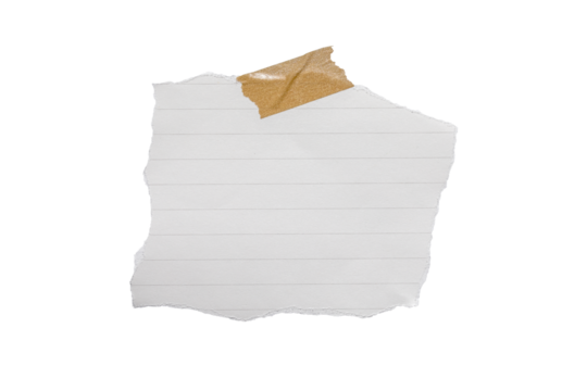 blank lined paper with tape isolated on transparent background,note paper message office business tag sign