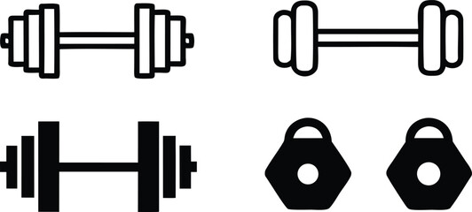 Dumbbell and kettlebell icons weight exercise vector bundle collection set pack object template elements icons clipart illustration editable flat minimal modern banner poster object png eps png, poste