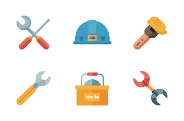 Flat Icons of Various Construction and Repair Tools