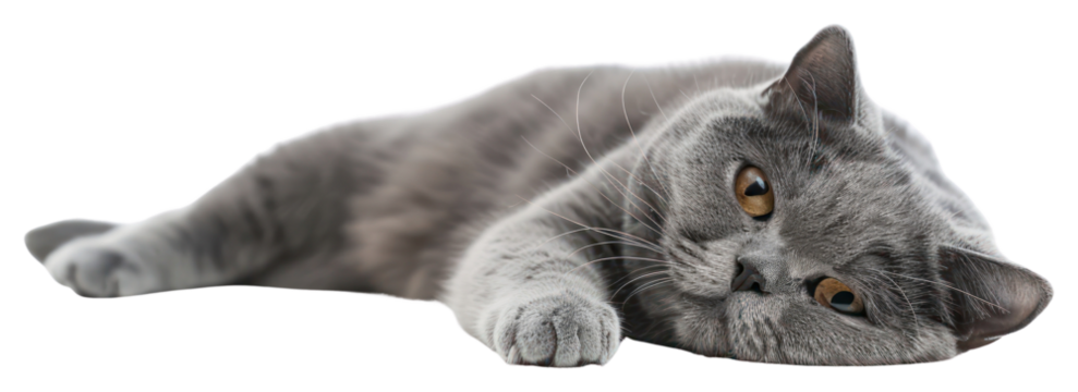 PNG Gray cat lying down relaxed