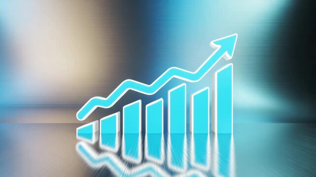 Growth chart showing upward trend for business success and financial performance