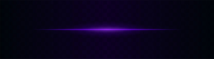 Obraz premium Flash line. Thin horizontal light flare with blurred glow and soft diffusion. Minimal composition on transparent background with high contrast and sleek symmetry.