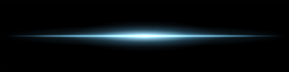 Single horizontal beam with intense glow at the center and sharp fade at the edges. Creates a clean visual effect with minimal abstract focus.