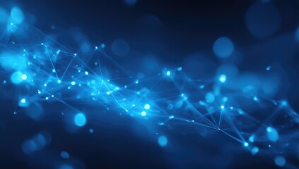 Abstract network of glowing blue points and lines
