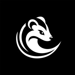 Beautiful Monochrome Weasel Logo Design