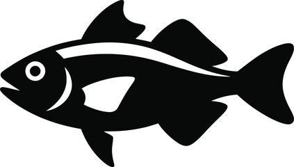 Obraz premium Black silhouette of a fish on a white background animal