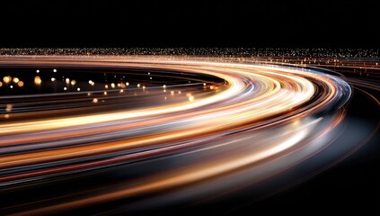 Abstract circular light trails on dark background