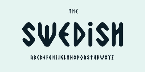 Nordic rune alphabet, ancient scandinavian font, ethnic runic typeface for viking logo, sweden headline, Viking primal typography, folklore typographic design. Vector typeset.