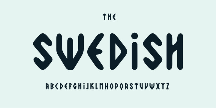 Fototapeta Nordic rune alphabet, ancient scandinavian font, ethnic runic typeface for viking logo, sweden headline, Viking primal typography, folklore typographic design. Vector typeset.