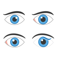 Set of Four Flat Vector Eye Icons – Minimalist Design for UI and Infographics