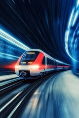 Obraz premium High Speed Rail Transportation, Futuristic Travel Concept, and Modern Commute Innovations for Cities