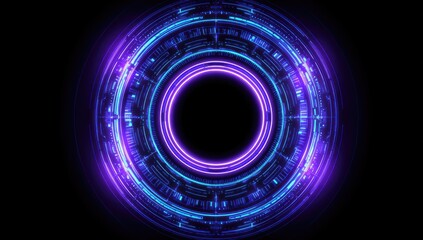 Abstract neon circle, glowing rings
