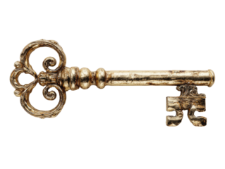 Antique brass key with ornate head