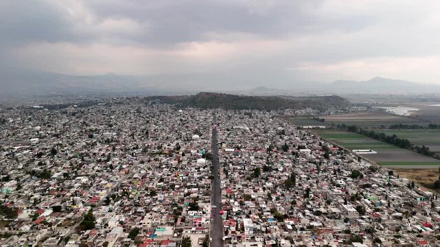 aerial shot of chalco city in mexico basin